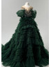 Green Tulle Ruffled Flower Girl Dress Christmas Dress